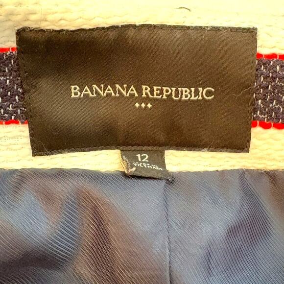 NWOT Banana Republic Blazer - Navy & White Stripe - Size 12P - Fray Detail - Picture 4 of 9